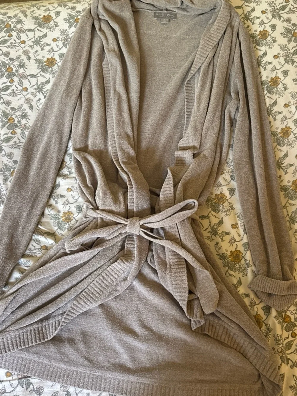 Barefoot Dreams Taupe Cozy Wrap Robe with Belt